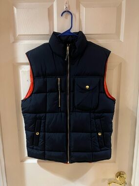 Goodfellow & Co Navy Puffer Vest with Orange Lining